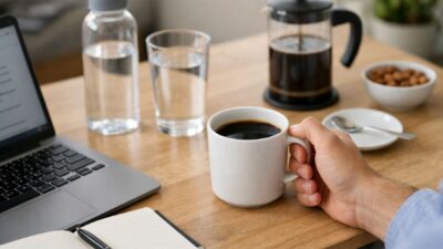 Good news! Your daily brew actually counts toward your water goals